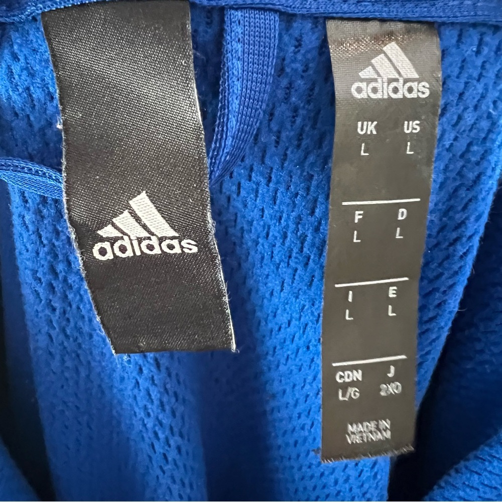 Adidas Men's L Hoodie Sweatshirt Team Issue Badge of Sport Funnel Pullover Blue - Picture 4 of 7